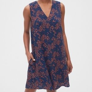 GAP Print V-Neck Shift Dress - navy/coral floral